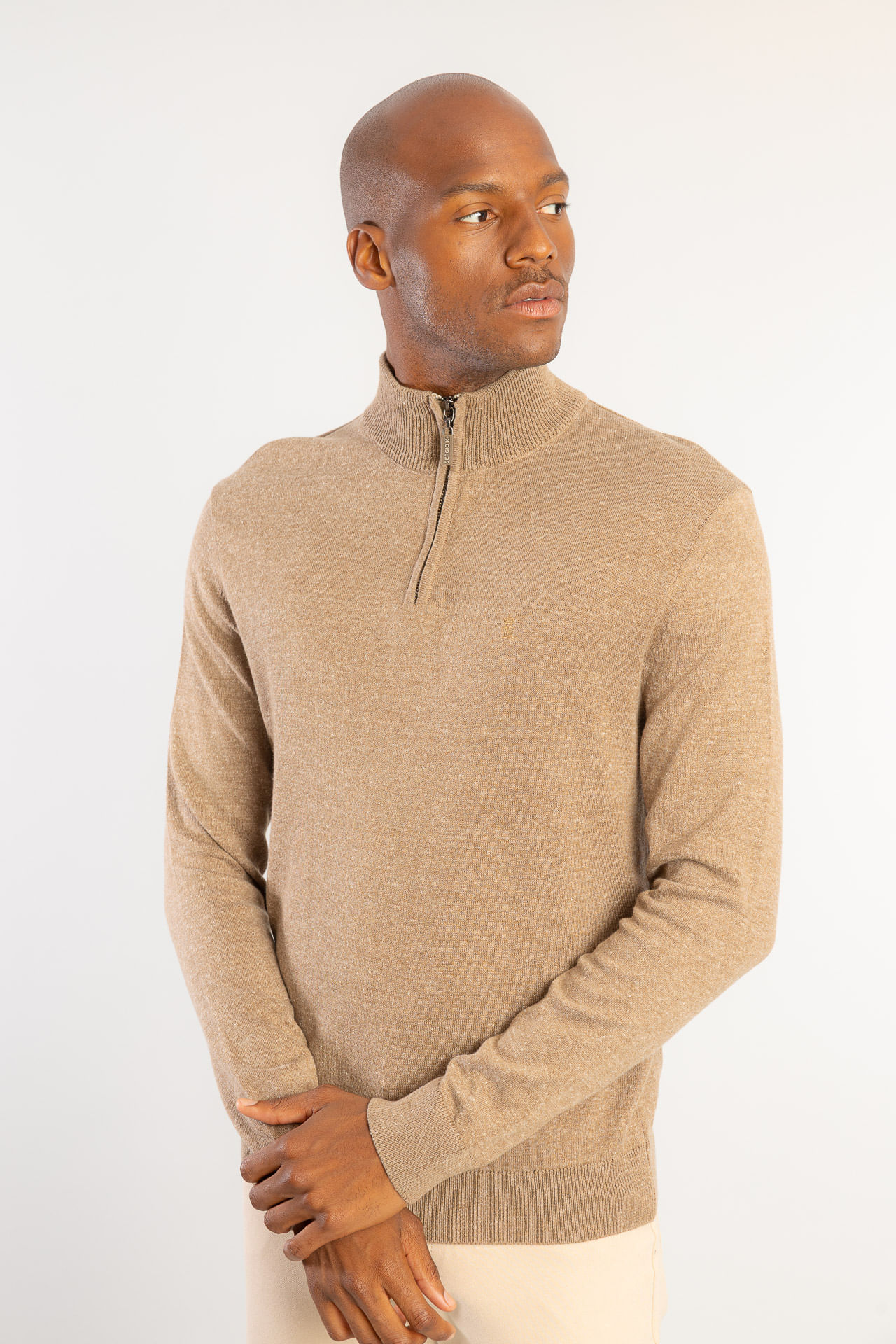 Tricot Meio Zíper W26 - Castor