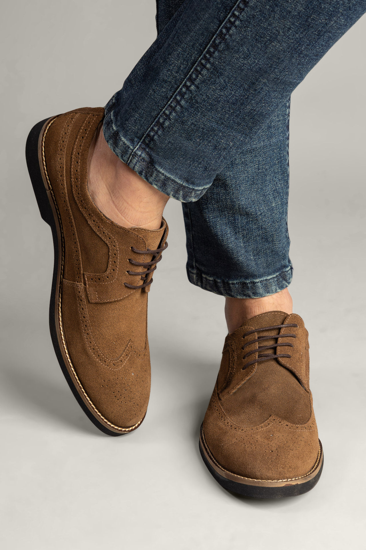 Sapato Oxford Camurça Longwing - Marrom
