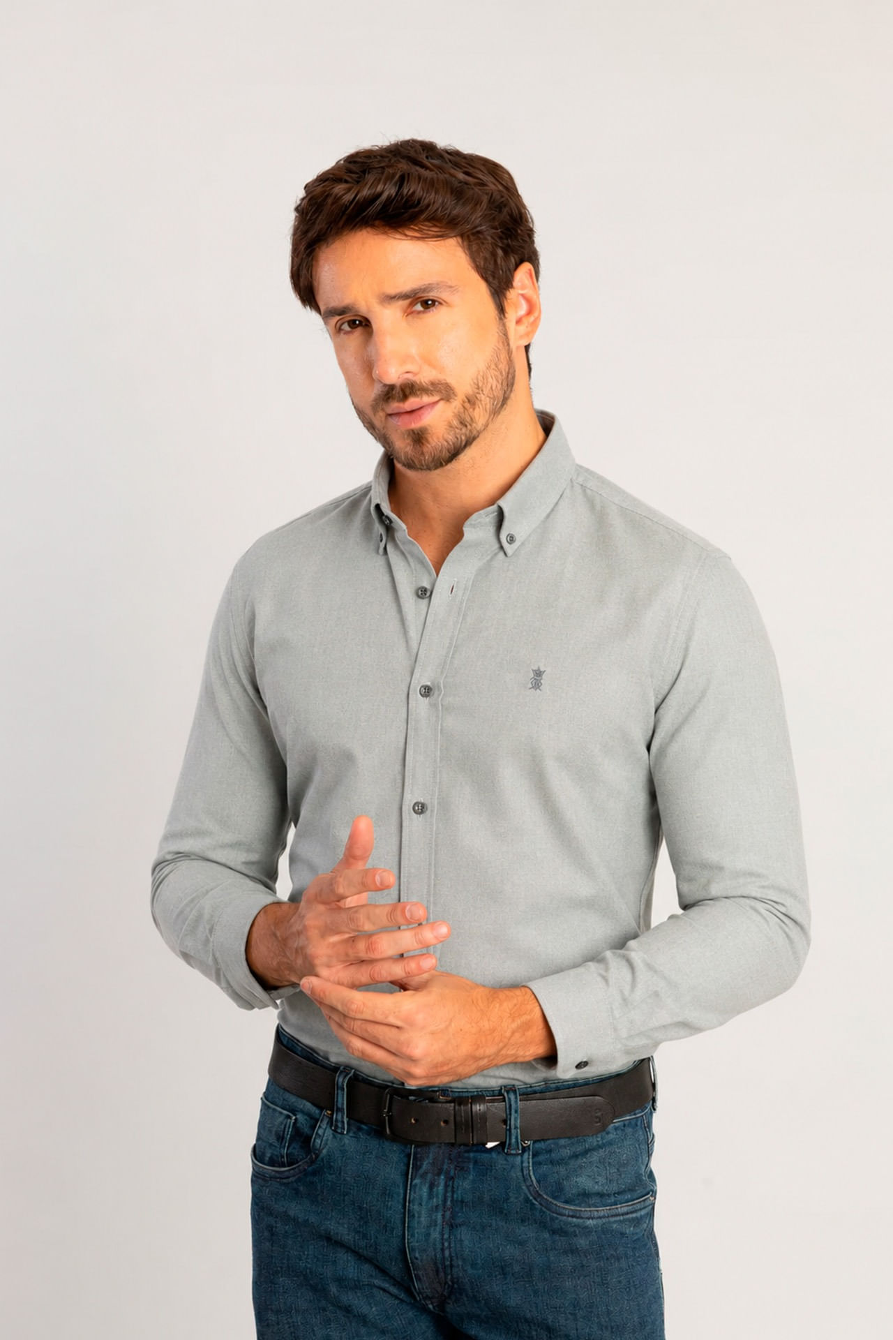 Camisa Oxford Milano - Cinza