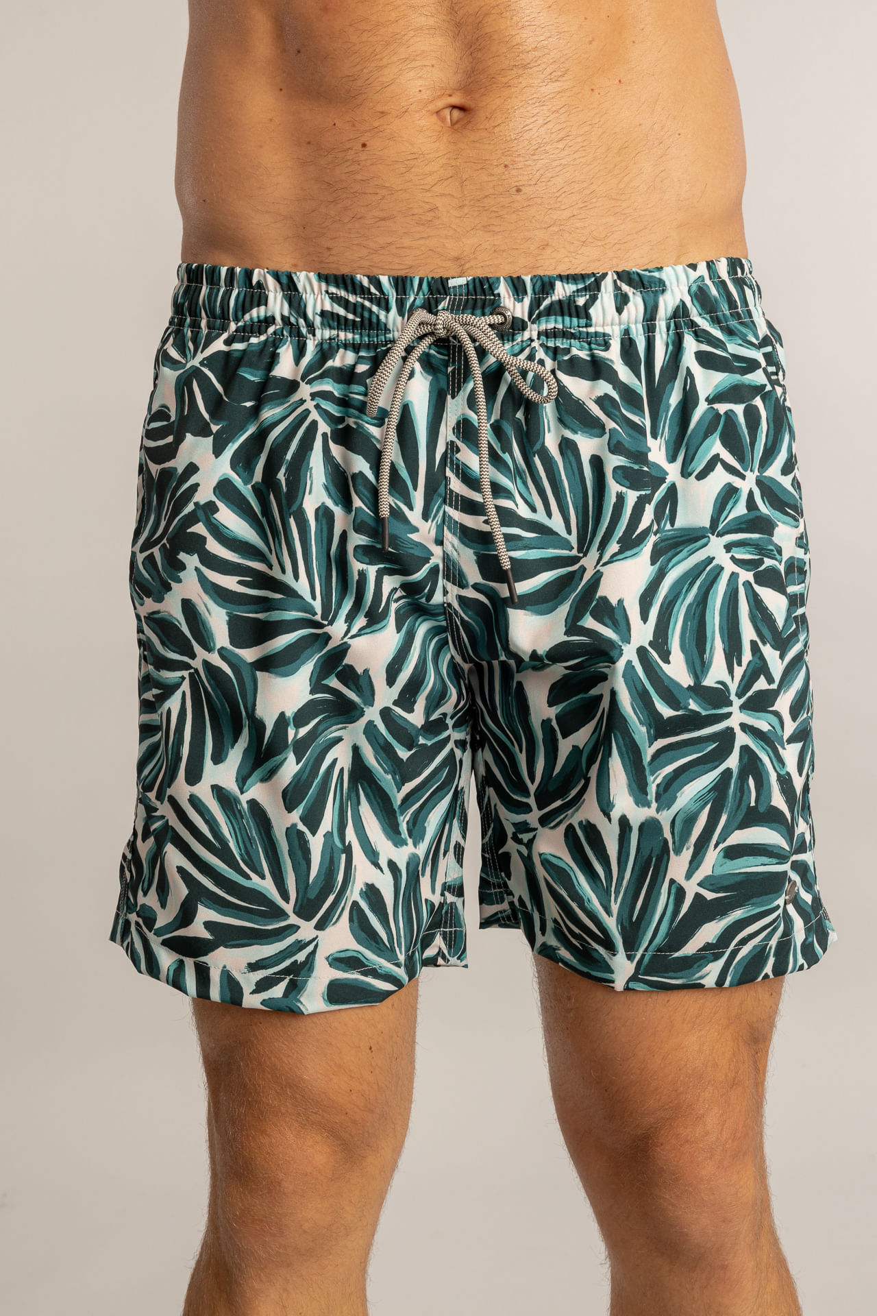 Shorts Praia Folhas Aqua S27 - Verde