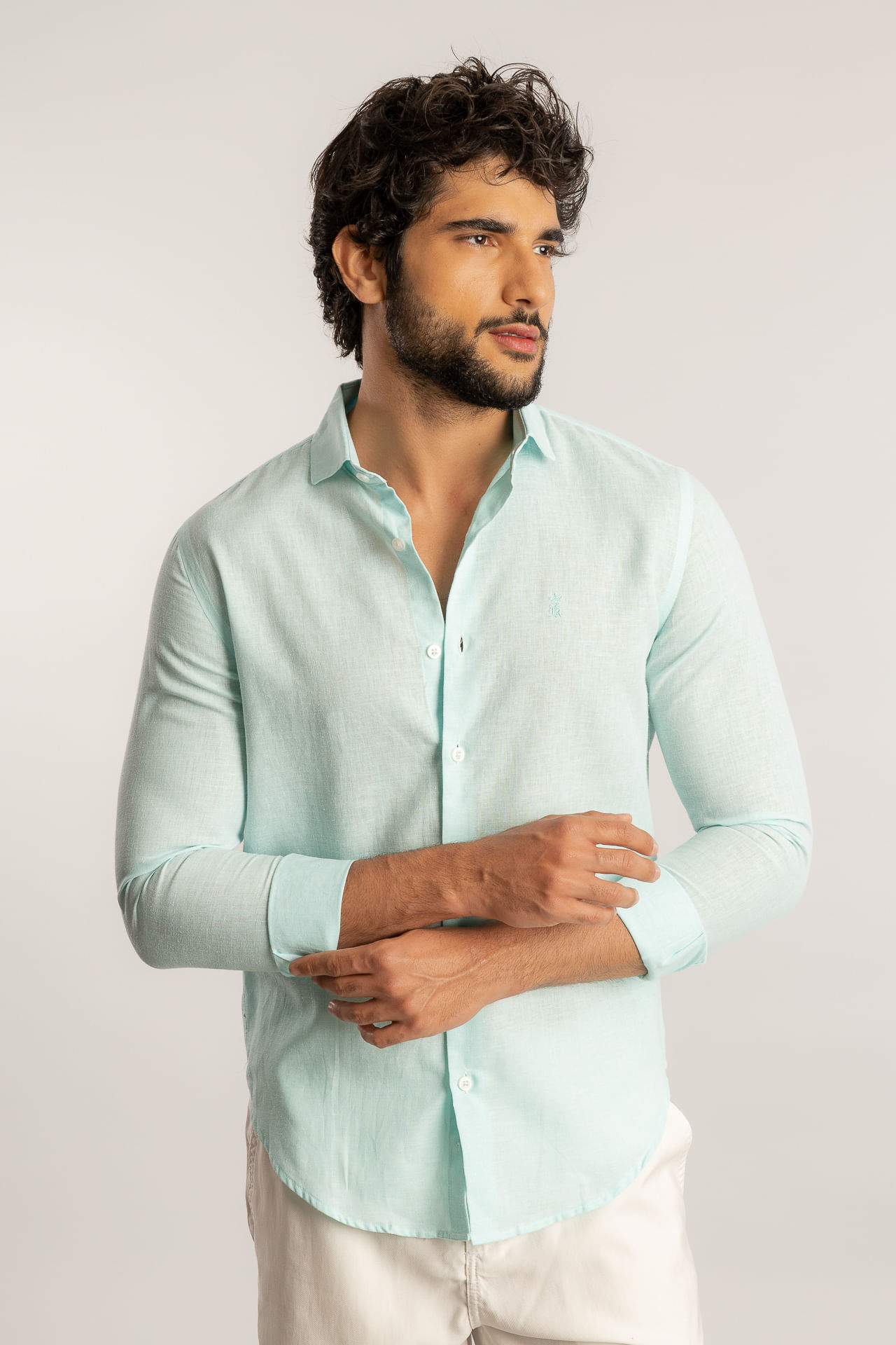 Camisa Linho S27 - Turquesa
