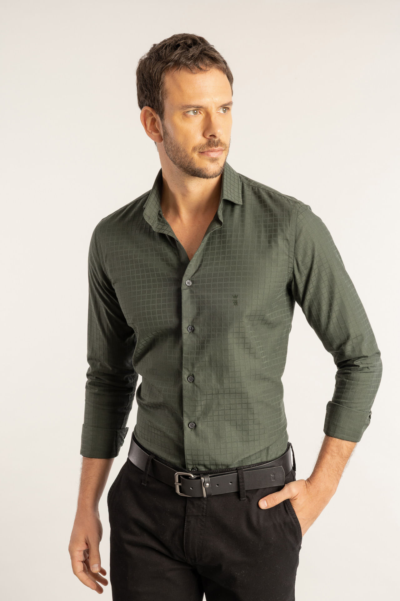 Camisa Maquineta Sur Ton S27 - Verde Militar