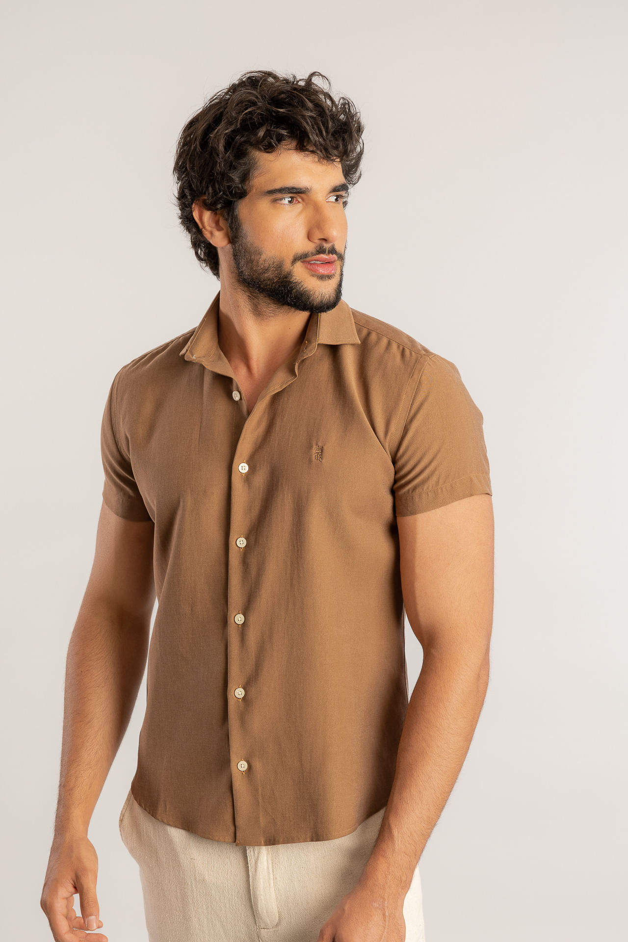 Camisa Lyocell Stoned S27 - Caramelo