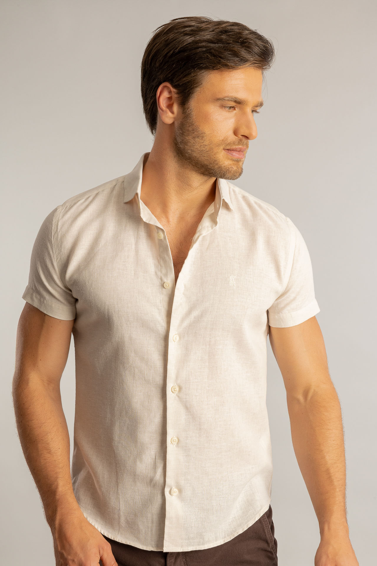 Camisa MC Linho S27 - Off White