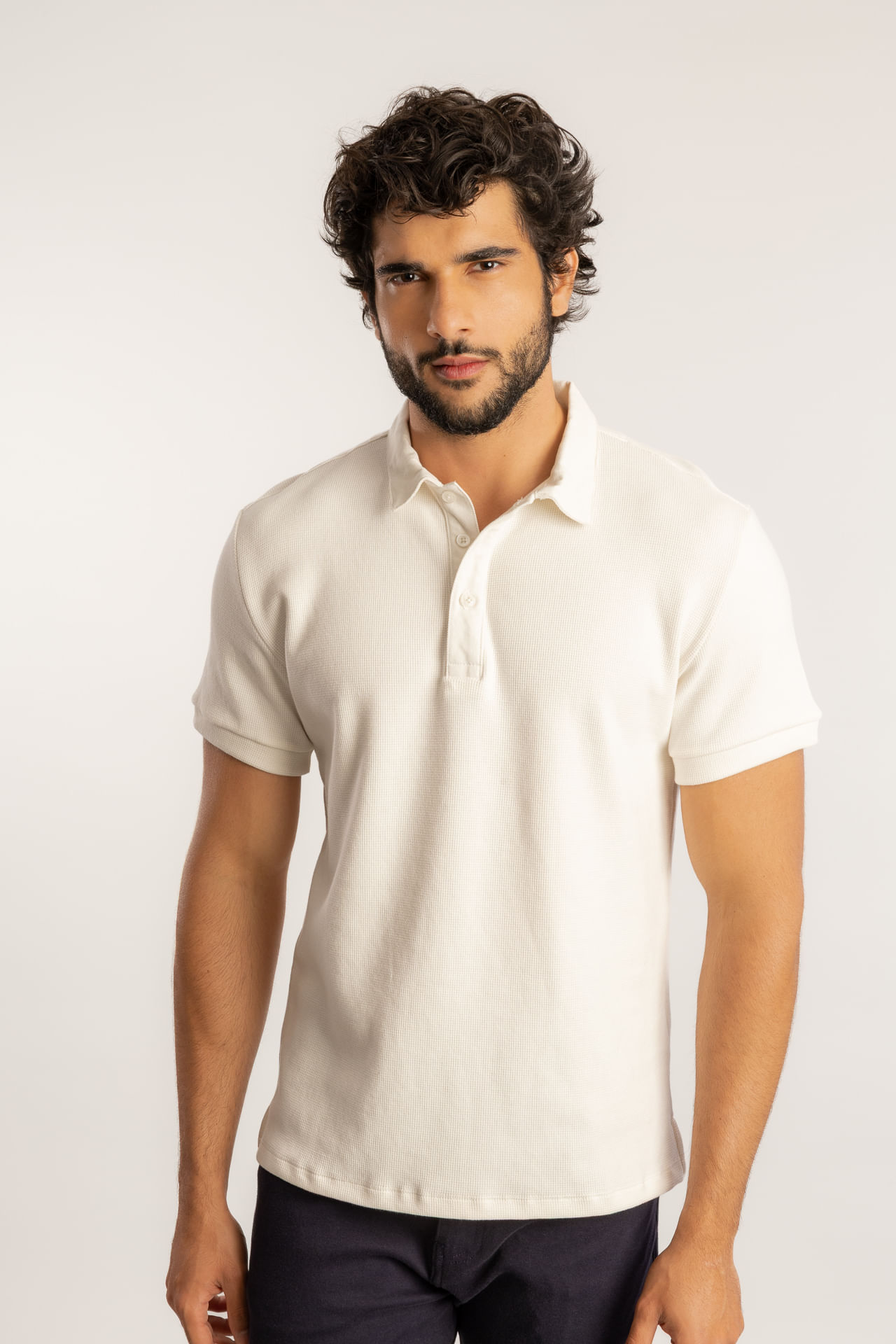 Camisa Polo Waffle S27 - Off White
