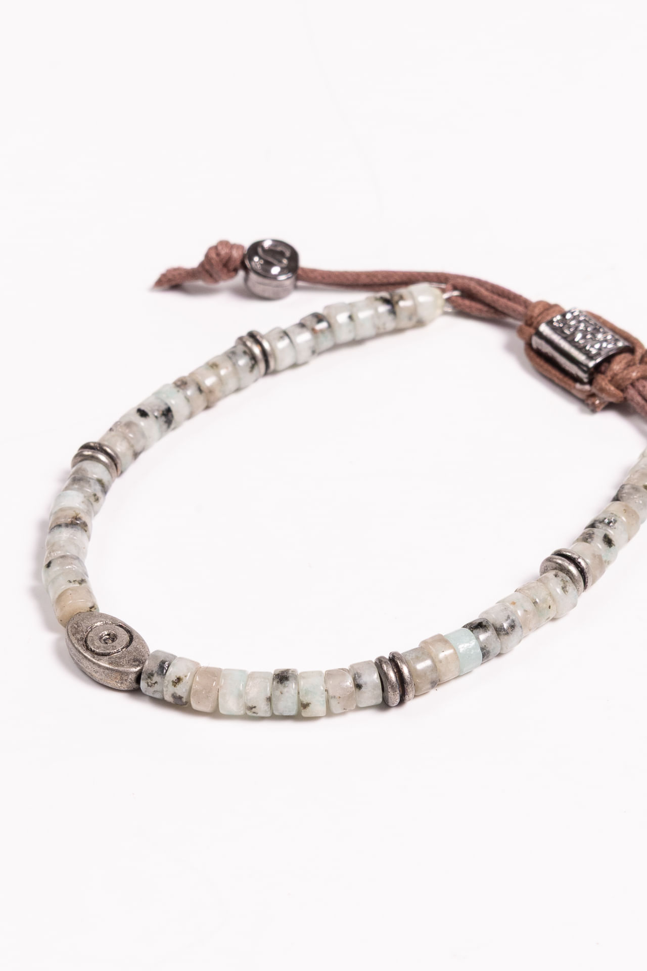 Pulseira Olho Grego E Pedra S27 - Cinza